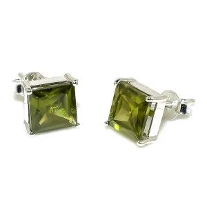 Peridot Gemstone Earrings For Men 925 Sterling Silver Ear Cuff Stud for Male Designer's Men's Jewelry (Silver, 1 piece)