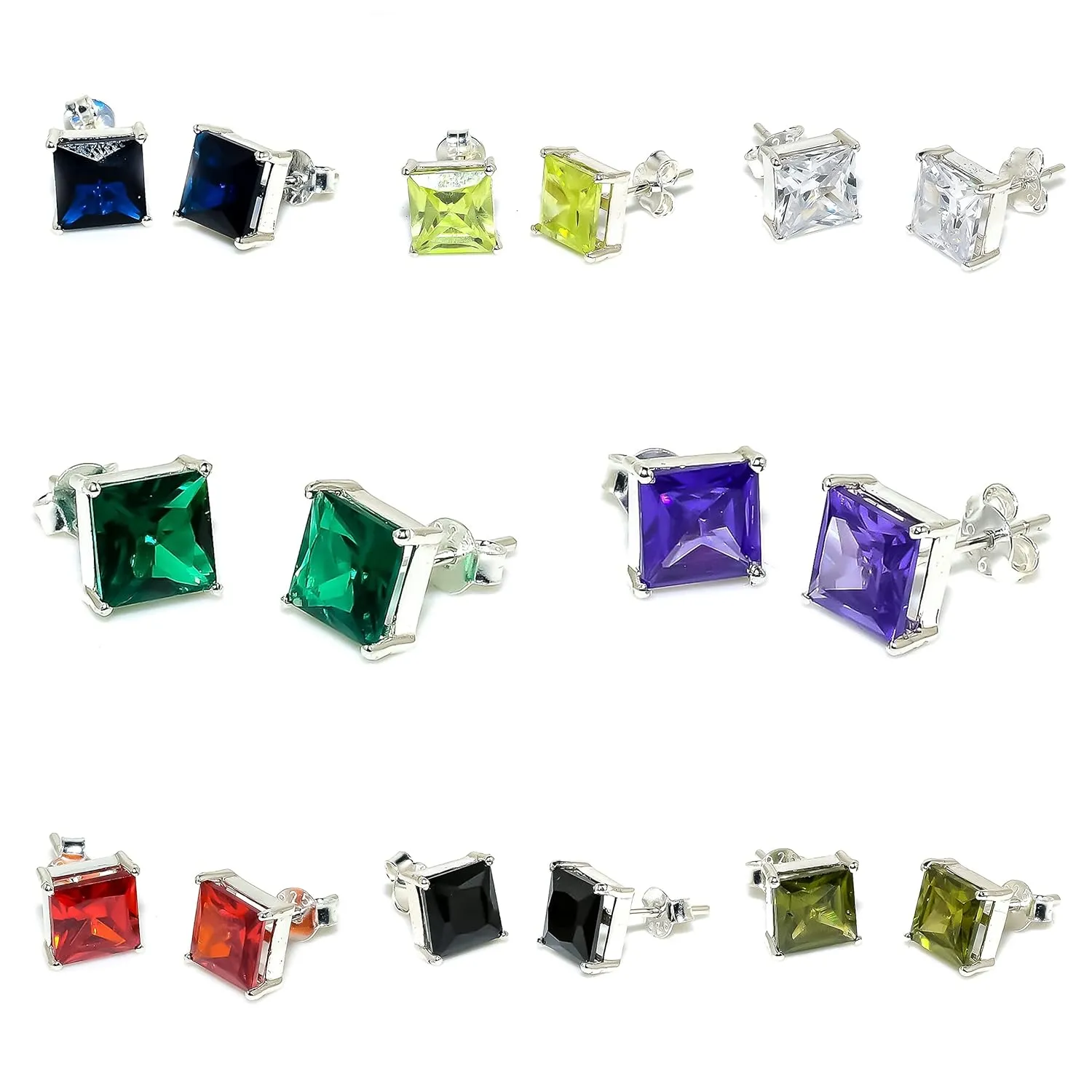 Peridot Gemstone Earrings For Men 925 Sterling Silver Ear Cuff Stud for Male Designer's Men's Jewelry (Silver, 1 piece)