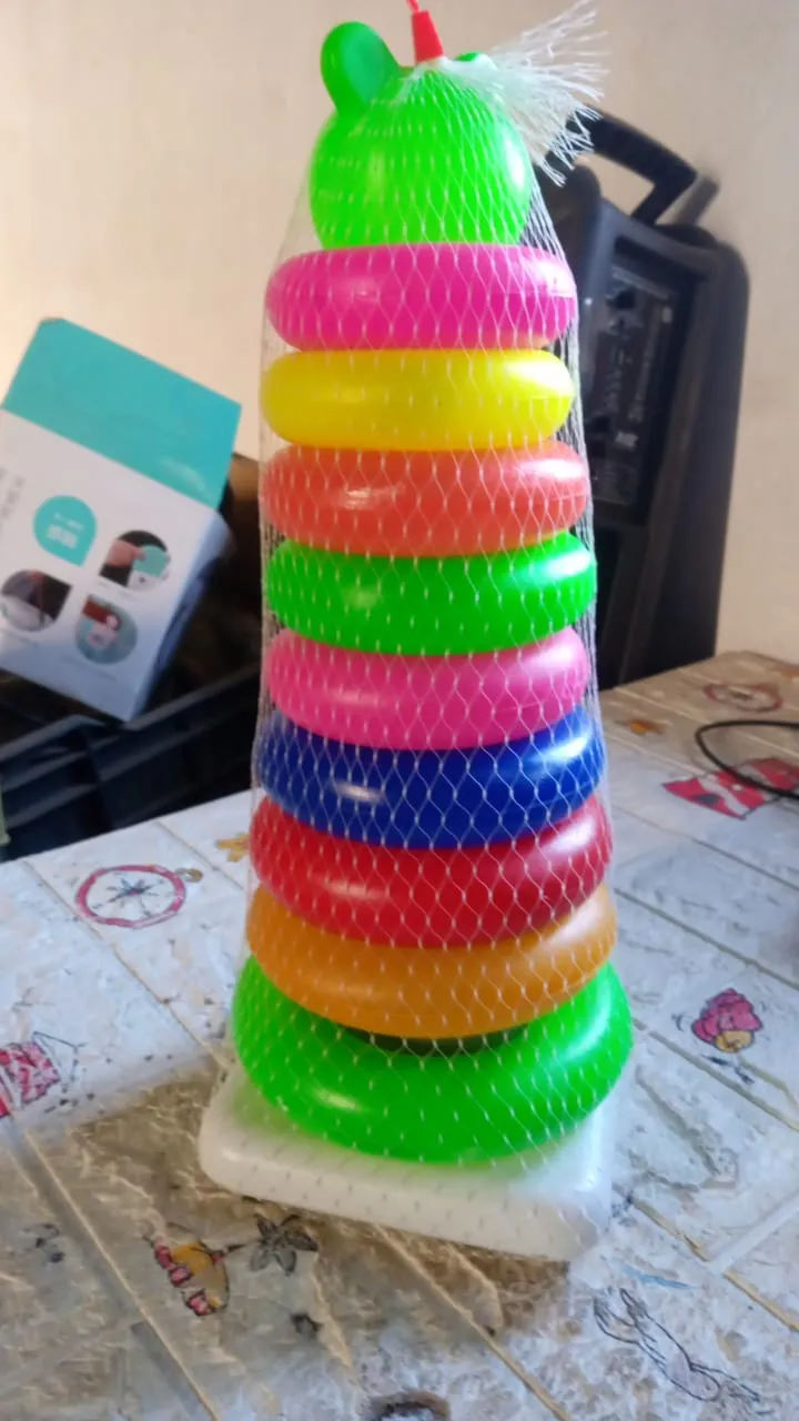 Plastic Baby Kids Teddy Stacking Ring Jumbo Stack Up Educational Toy 9pc