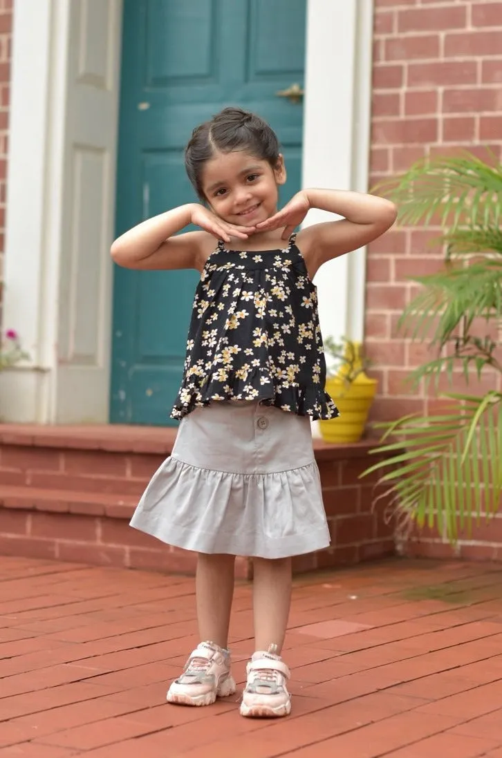 Poppy Black Ruffle Top