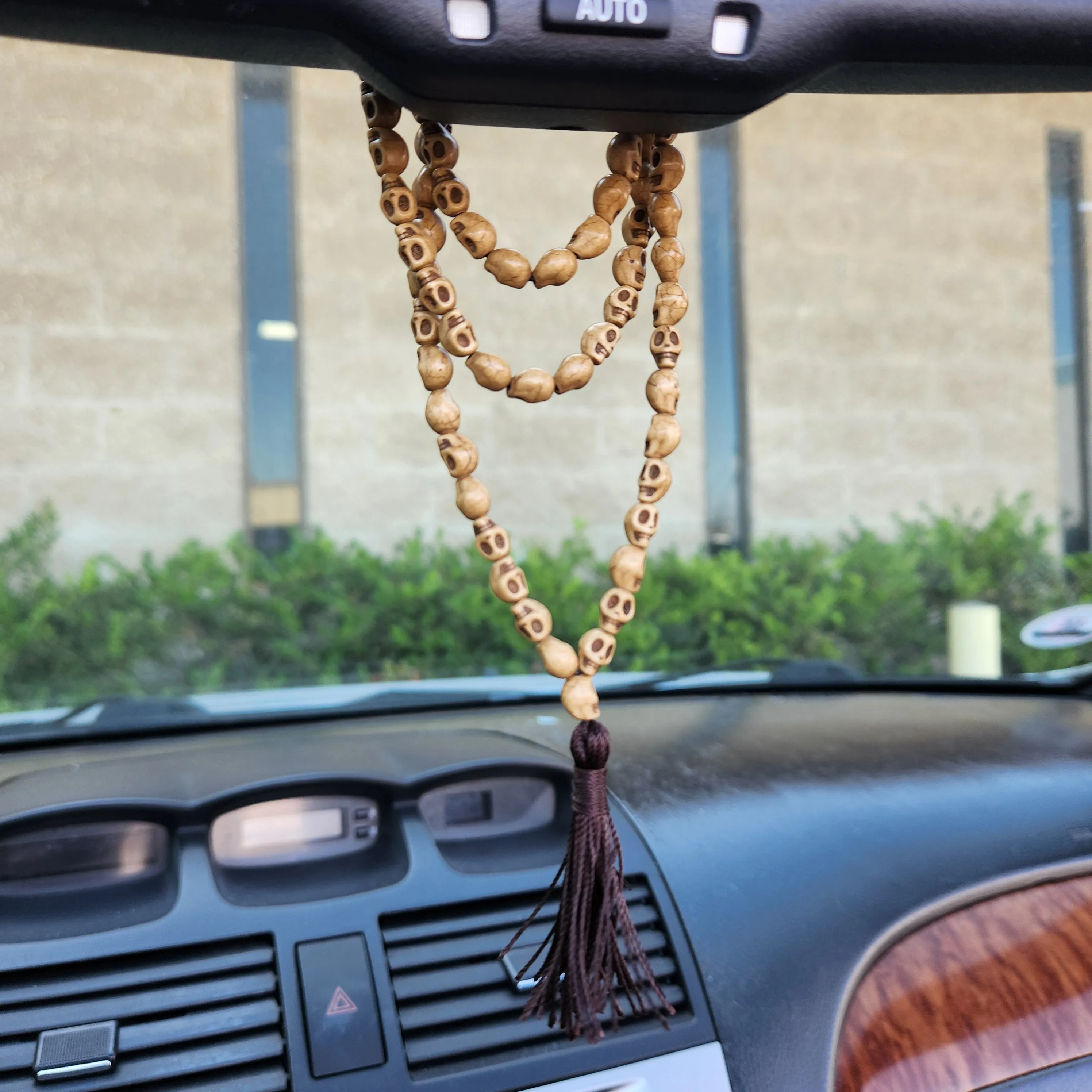 Prayer Skull Mala Bead Necklace Tassel