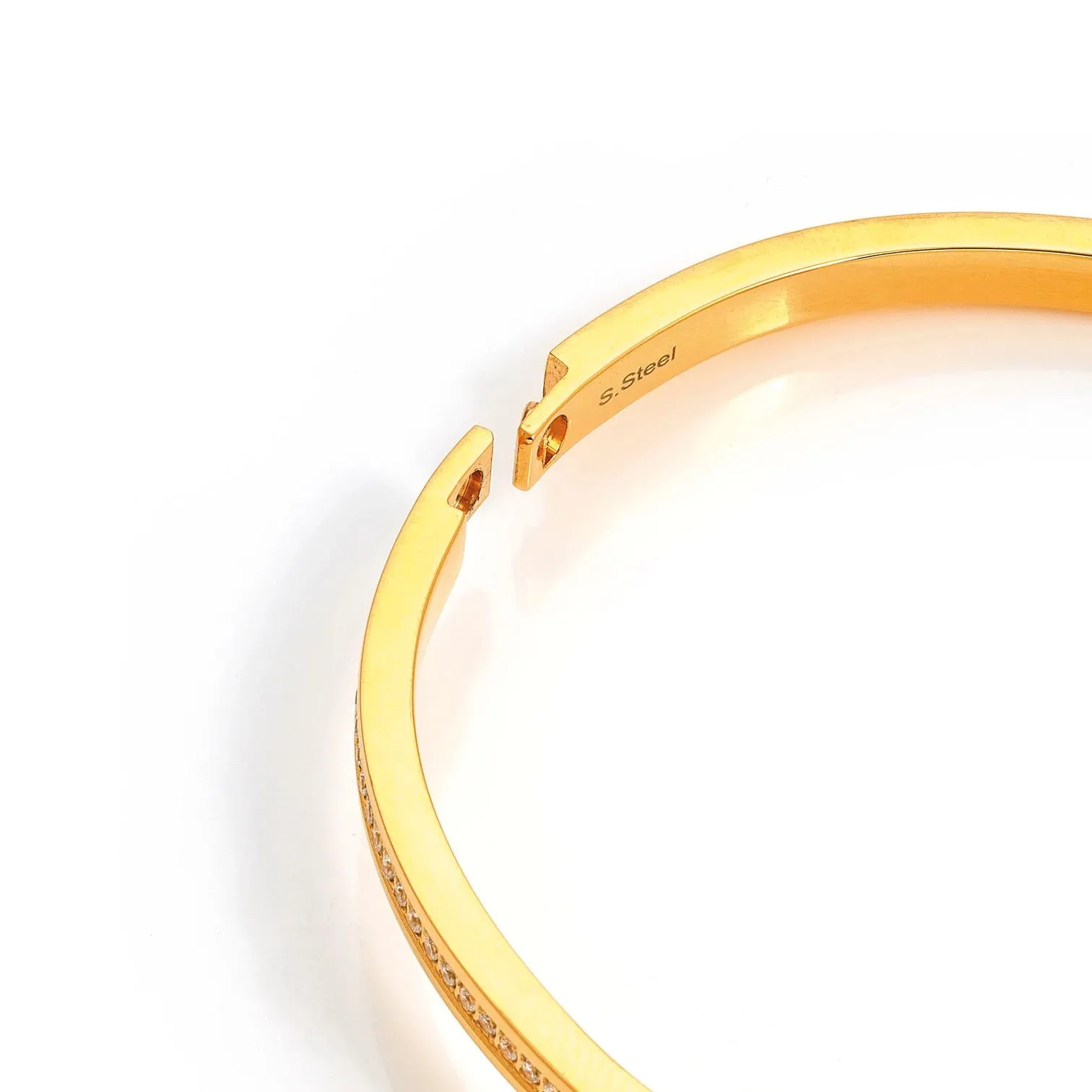 Pretty Bangles: Gold with White CZ