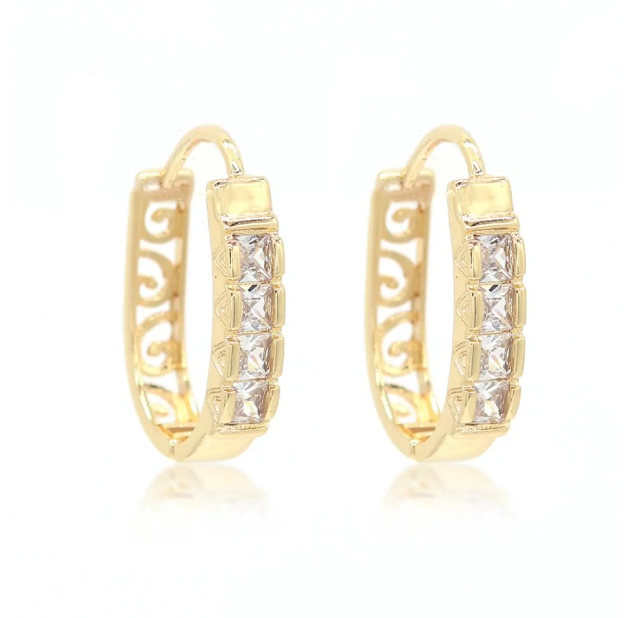 Princess Simulated Diamond Hoop earrings