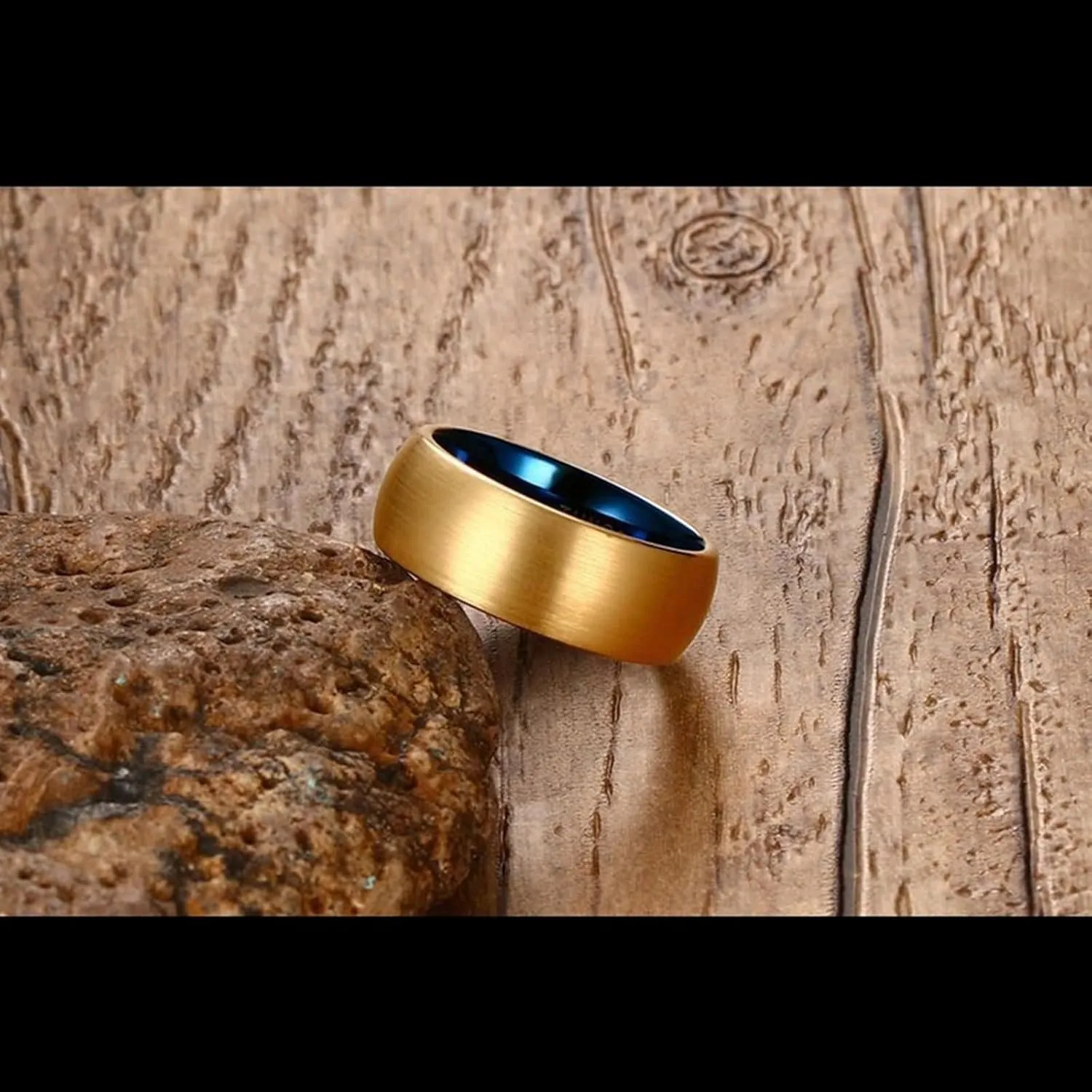 Promise Engraved Ring Couple Rings Wedding Bands,Couple Rings Tungsten 8MM Blue Gold Ring with Round Anniversary Rings Couple