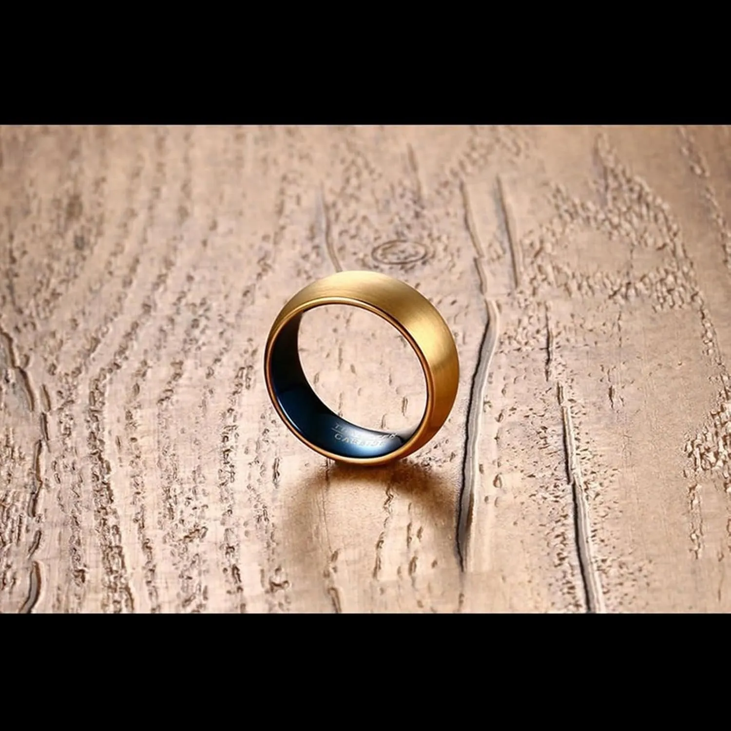 Promise Engraved Ring Couple Rings Wedding Bands,Couple Rings Tungsten 8MM Blue Gold Ring with Round Anniversary Rings Couple