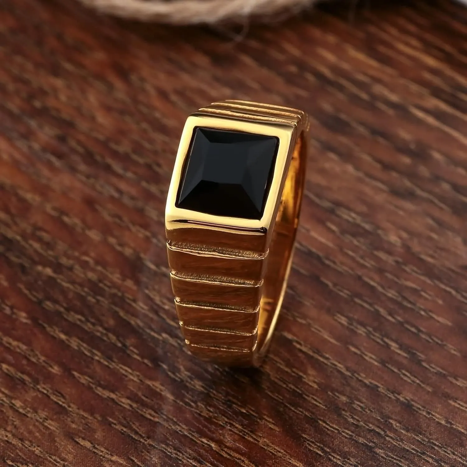 Promise Rings Custom Engraved Anniversary Rings for Couple,Couple Rings Stainless Steel Gold Ring Square Cubic Zirconia Red Black Rings Couple