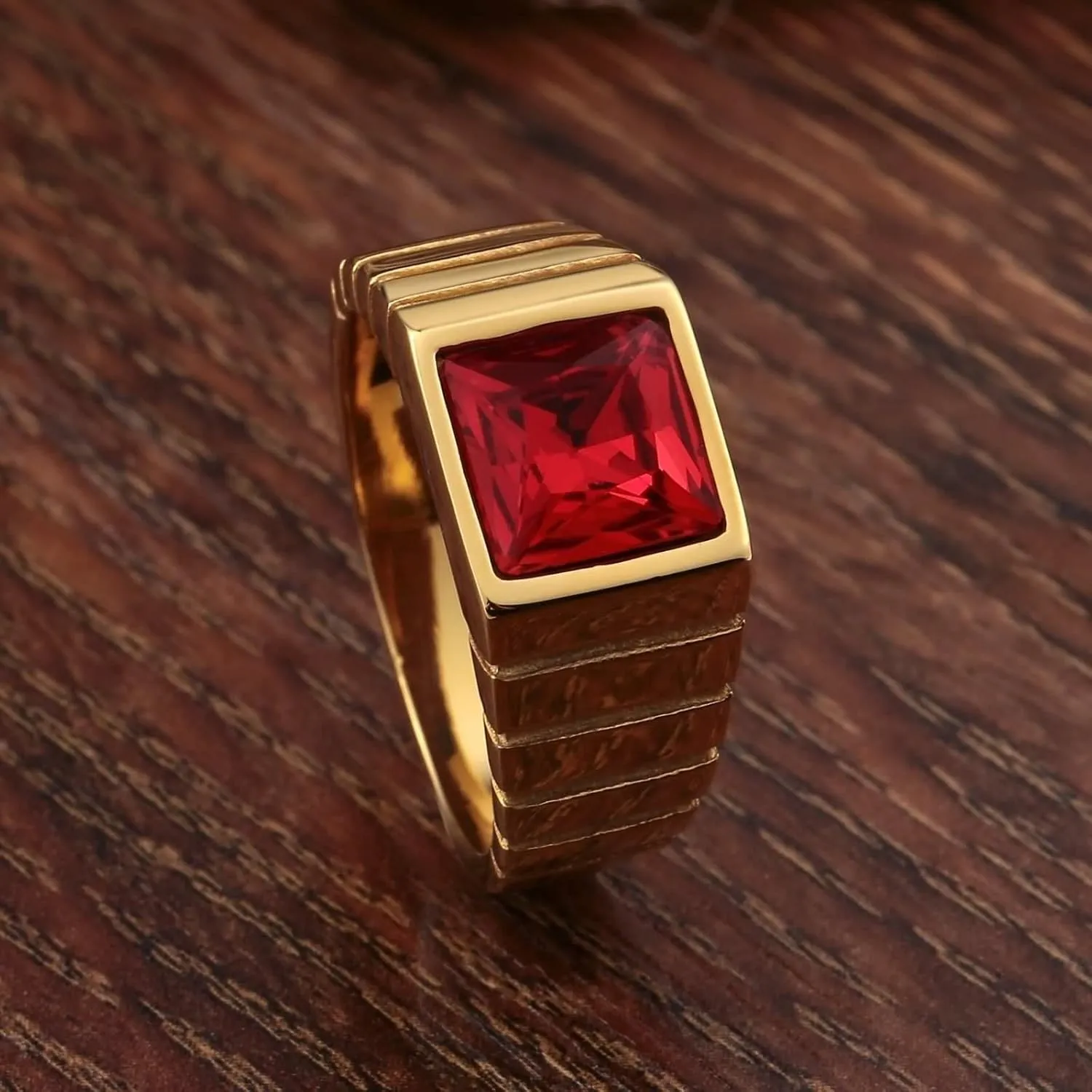 Promise Rings Custom Engraved Anniversary Rings for Couple,Couple Rings Stainless Steel Gold Ring Square Cubic Zirconia Red Black Rings Couple