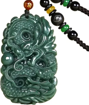 Pure natural hand carved qing jade dragon Pendant necklace pendant A Certified He Tian jade There is a certificate Women's Necklace Men's Necklace