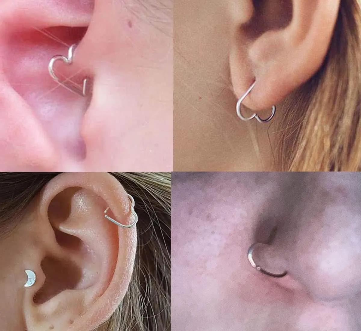 QWALIT Nose Rings - Double Hoop Nose Rings for Single Piercing