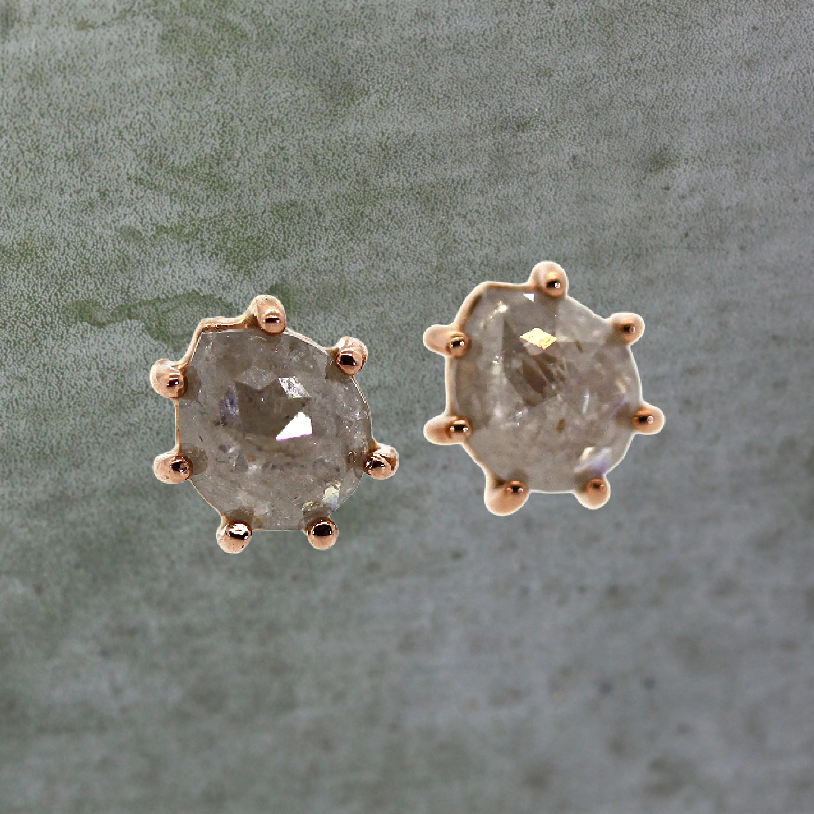 Raw Diamond Stud Earrings