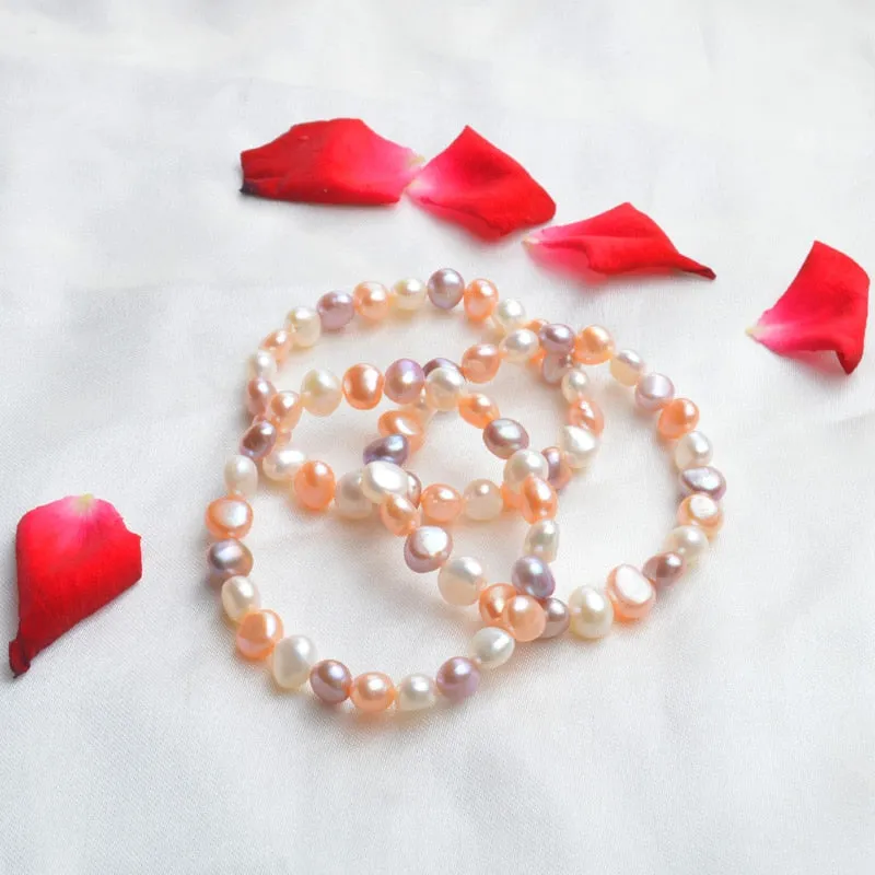 Real Natural Freshwater Pearl Charm Bracelets 8-9mm