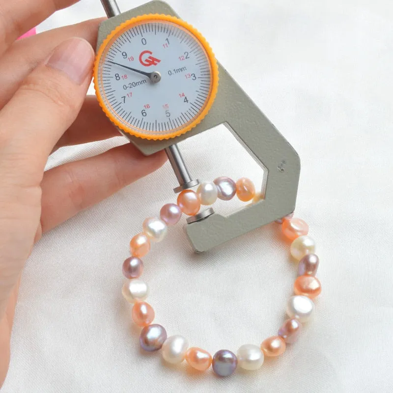 Real Natural Freshwater Pearl Charm Bracelets 8-9mm