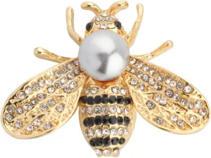 Rhinestone Pearl Bee Brooch Pins Honey Bee Brooches Fashion Crystal Insect Pins for Women