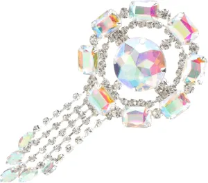 Rhinestone Tassel Brooch for Women Unique Brooch Jewelry for Coats and Bags Elegant Ab Color Pin Decoration Eye Catching Accessory for Weddings and Parties