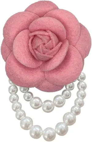 Rose Camellia Flower Brooches Lapel Pins Dainty Satin Fabric Brooches Camellia Flower Brooch Pin for Women Wedding Part Dance Clothes Accessories Jewelry