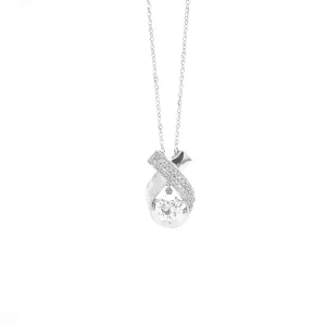 Round Ribbon Diamond Pendant White Gold P088N