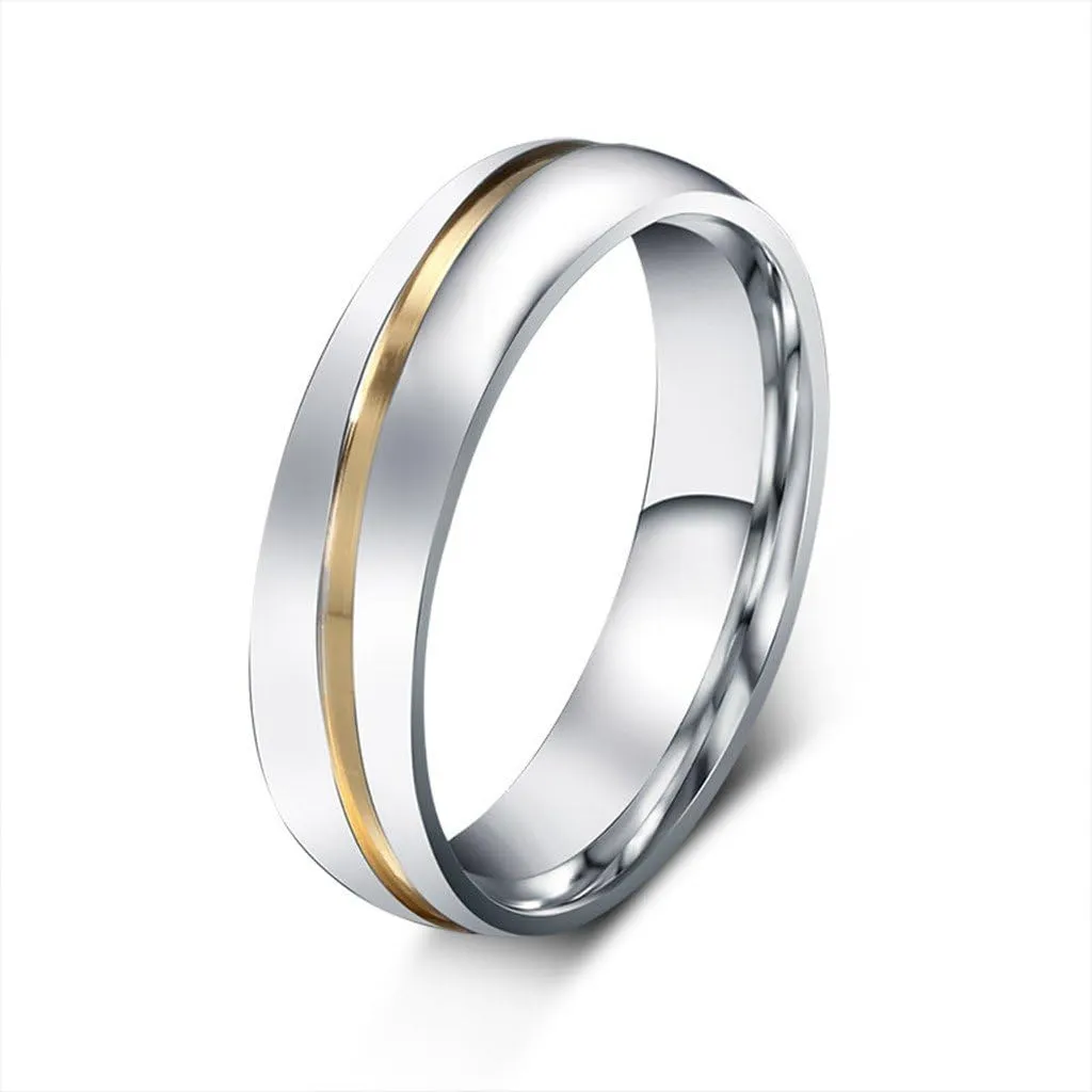 ROWAG 6MM Men Stainless Steel Couple Wedding Bands for Him and Her Women Cubic Zirconia CZ Inlaid Promise Engagement Rings