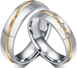 ROWAG 6MM Men Stainless Steel Couple Wedding Bands for Him and Her Women Cubic Zirconia CZ Inlaid Promise Engagement Rings