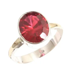Ruby 925 Sterling Silver Rings for Women, Red Bridesmaid Rings, Oval Gemstone Rings, Stackable Rings, bezel Set Handmade Rings Mother's Day Gift