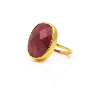 Ruby ring, stackable ring, Vermeil Gold or silver ring, bezel set ring, oval ring, June Birthstone ring, birthday gift, bridal jewelry, stacking ring, stackable ring, gemstone ring, statement ring