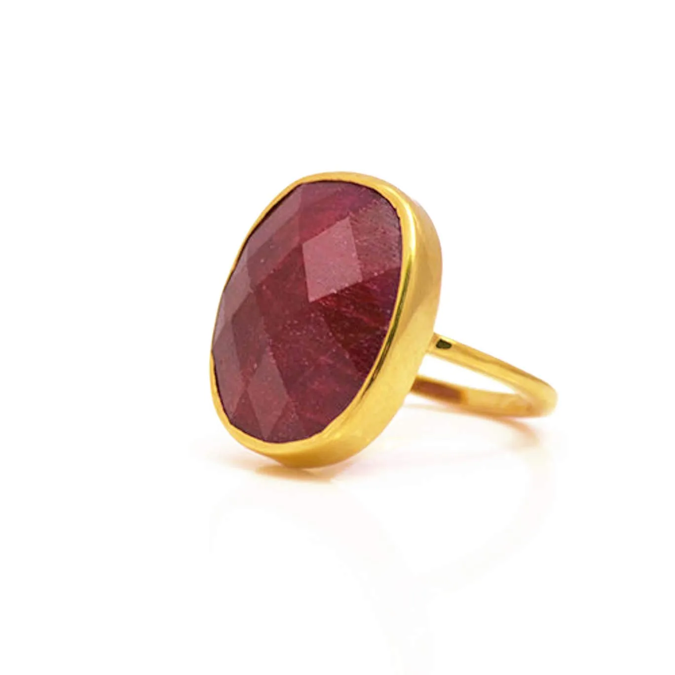 Ruby ring, stackable ring, Vermeil Gold or silver ring, bezel set ring, oval ring, June Birthstone ring, birthday gift, bridal jewelry, stacking ring, stackable ring, gemstone ring, statement ring