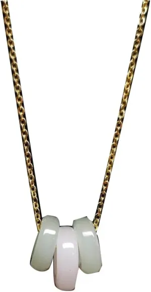 S925 Silver with Natural Cyan White Jade Circle Necklace Pendant (with chain) for Women Yoga Genuine