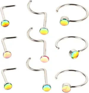 Safe Metal Nose Pin 7 Styles Helix Hoop Earrings Women's Ear Piercing Jewelry Set