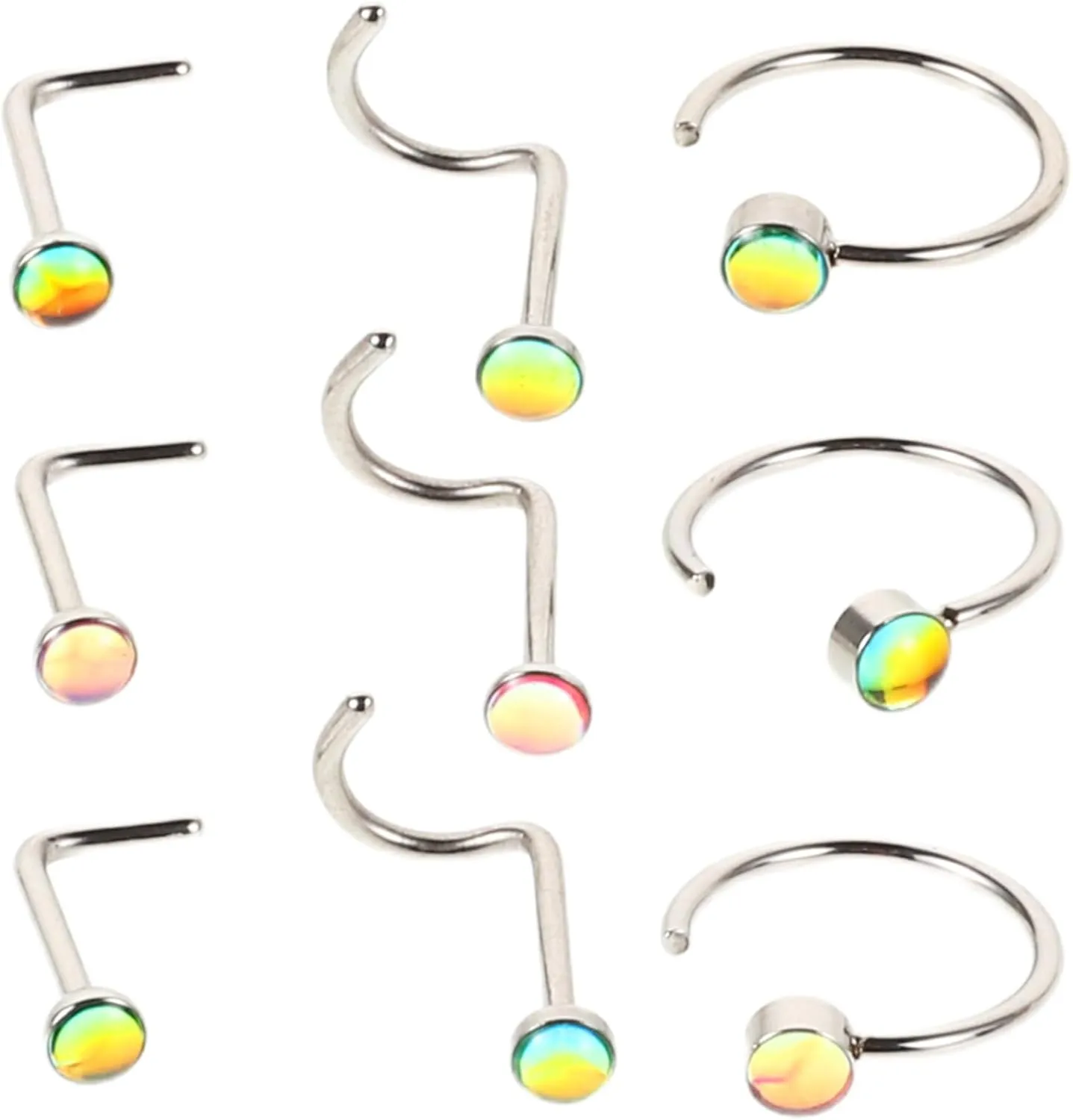Safe Metal Nose Pin 7 Styles Helix Hoop Earrings Women's Ear Piercing Jewelry Set