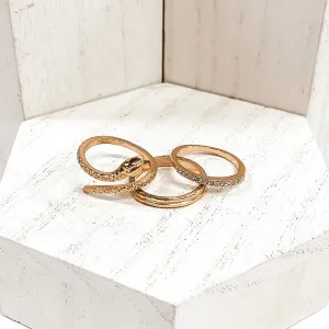 Set of 3 | Snake Ring Set in Gold Tone
