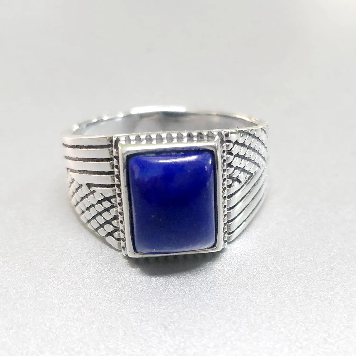 Silver Handmade Ring 925 Sterling Silver Blue Lapis Lazuli GemStone Ring Men's Ring - Genuine Lapis Stones - Outstanding Gifts for him gemstone Rings KOHI Ring- KCR002 (13)