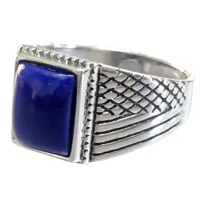 Silver Handmade Ring 925 Sterling Silver Blue Lapis Lazuli GemStone Ring Men's Ring - Genuine Lapis Stones - Outstanding Gifts for him gemstone Rings KOHI Ring- KCR002 (13)