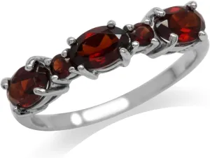 Silvershake 1.8ct. 3 Stone Natural Garnet White Gold Plated 925 Sterling Silver Ring Size 10.5