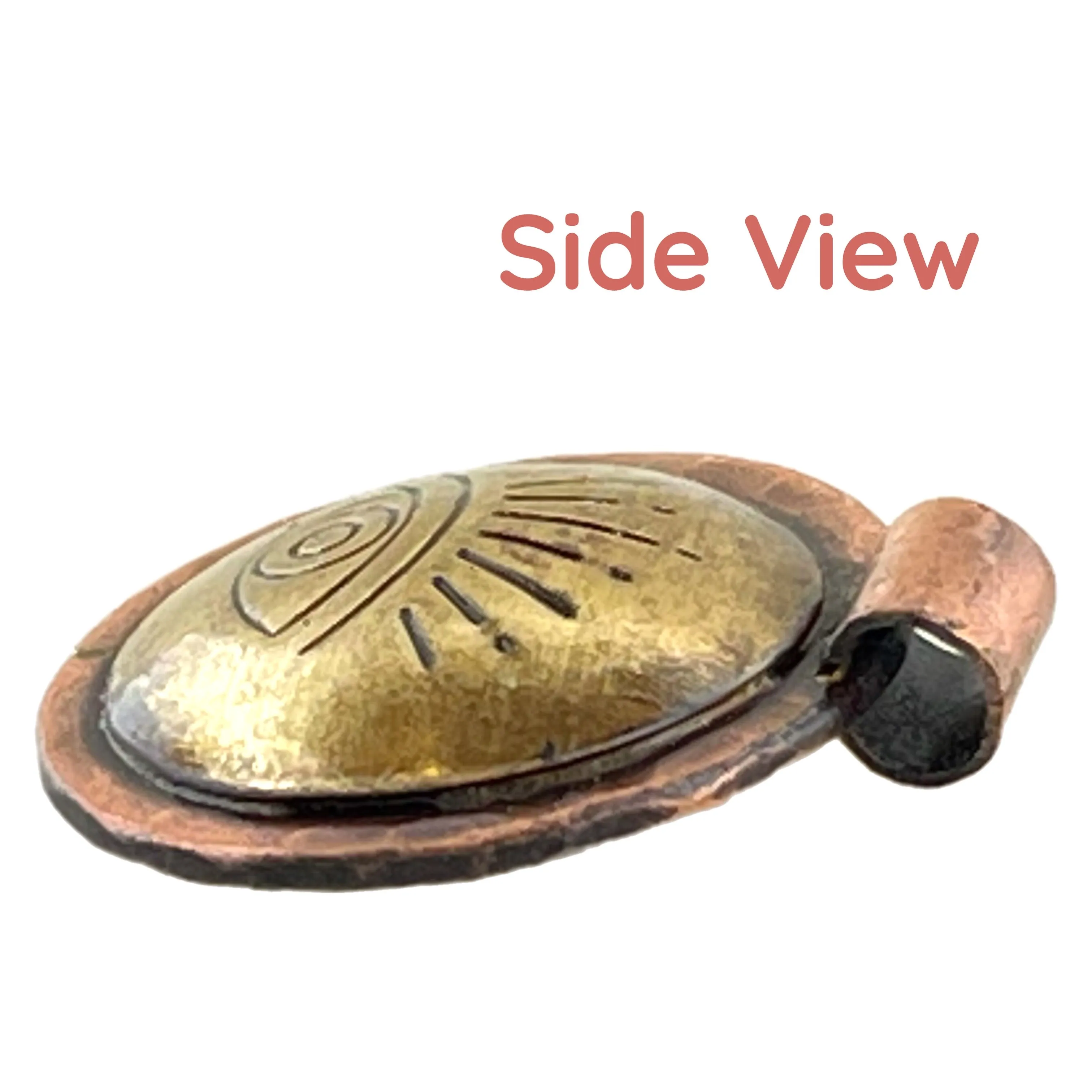 Small  Antiqued Brass & Copper Evil Eye Pendant