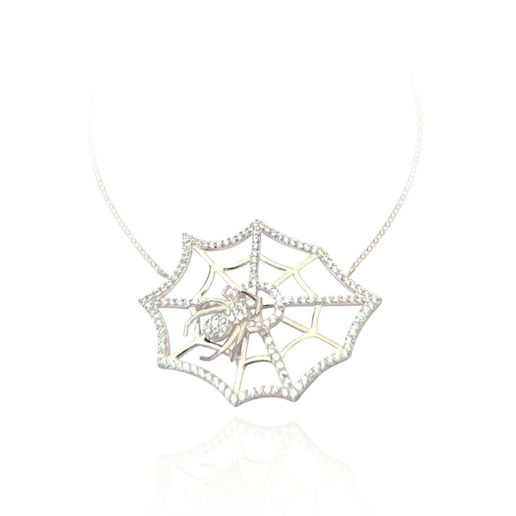 Small Hanging Web with Spider Necklace
