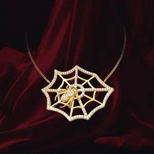 Small Hanging Web with Spider Necklace
