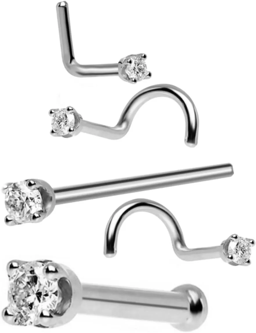 SOIMISS 5pcs Golden Piercing Nose Studs Nose Rings Nose Jewelry Accessories Zircon Piercing Rings