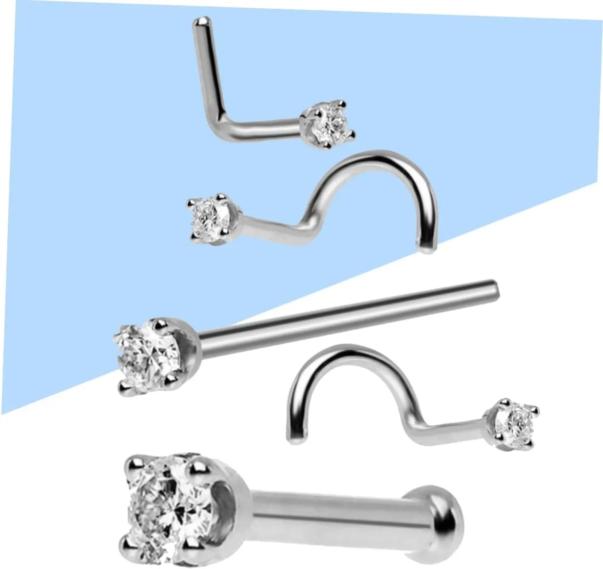 SOIMISS 5pcs Golden Piercing Nose Studs Nose Rings Nose Jewelry Accessories Zircon Piercing Rings