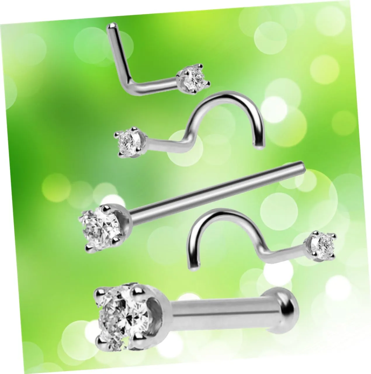 SOIMISS 5pcs Golden Piercing Nose Studs Nose Rings Nose Jewelry Accessories Zircon Piercing Rings