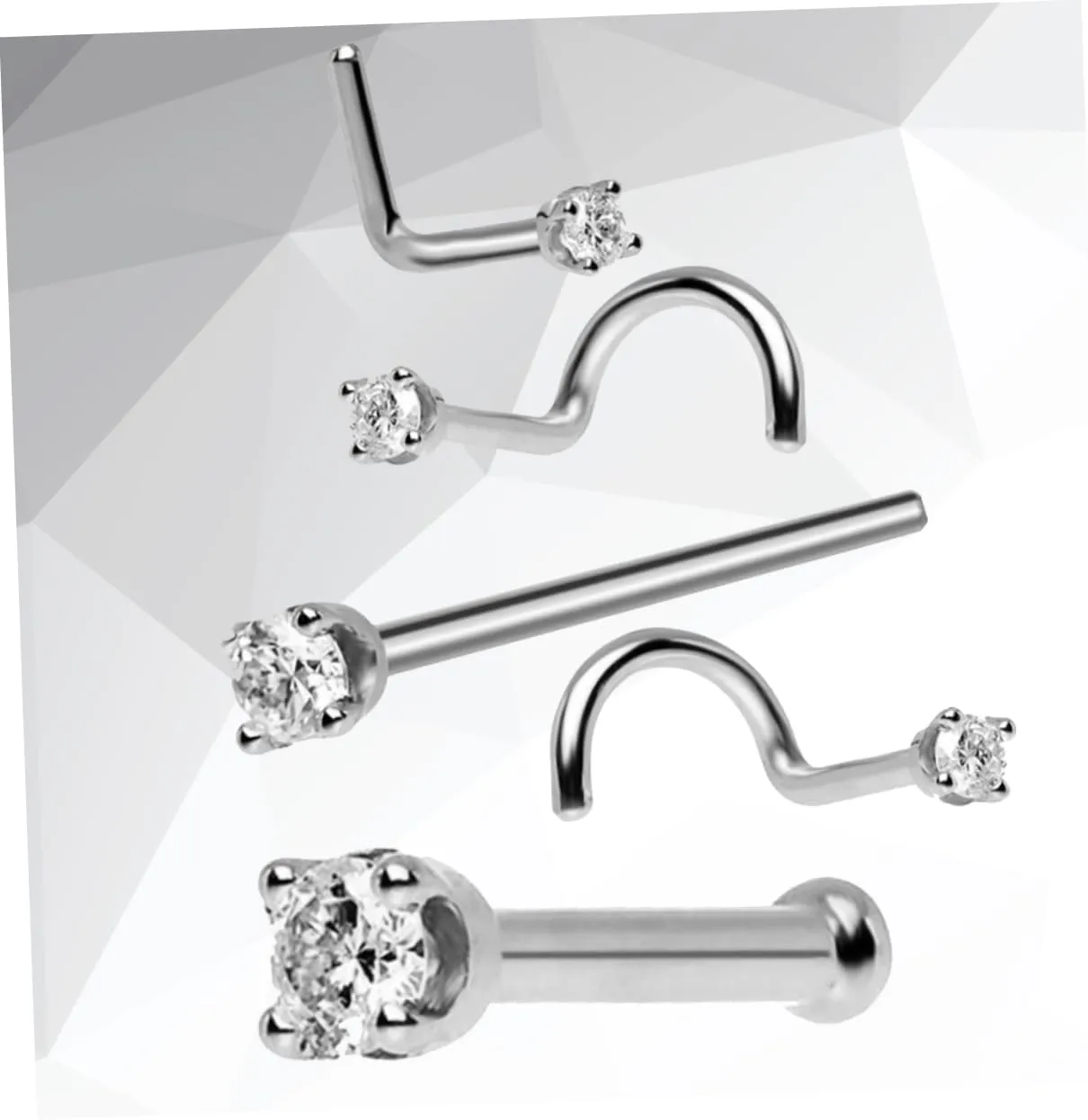 SOIMISS 5pcs Golden Piercing Nose Studs Nose Rings Nose Jewelry Accessories Zircon Piercing Rings