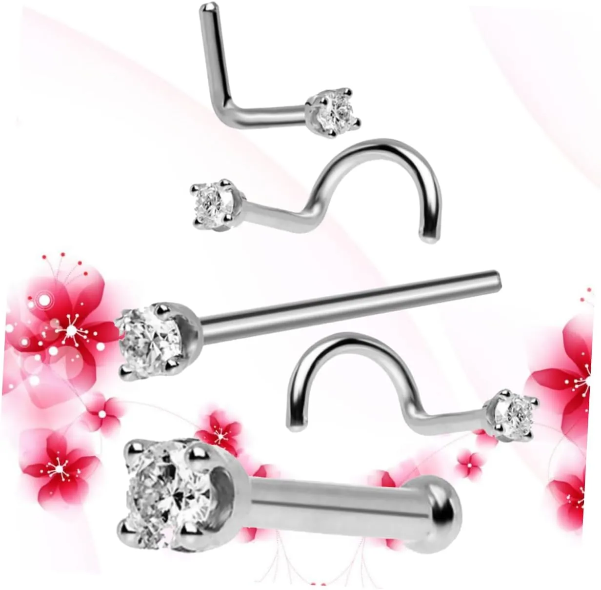 SOIMISS 5pcs Golden Piercing Nose Studs Nose Rings Nose Jewelry Accessories Zircon Piercing Rings