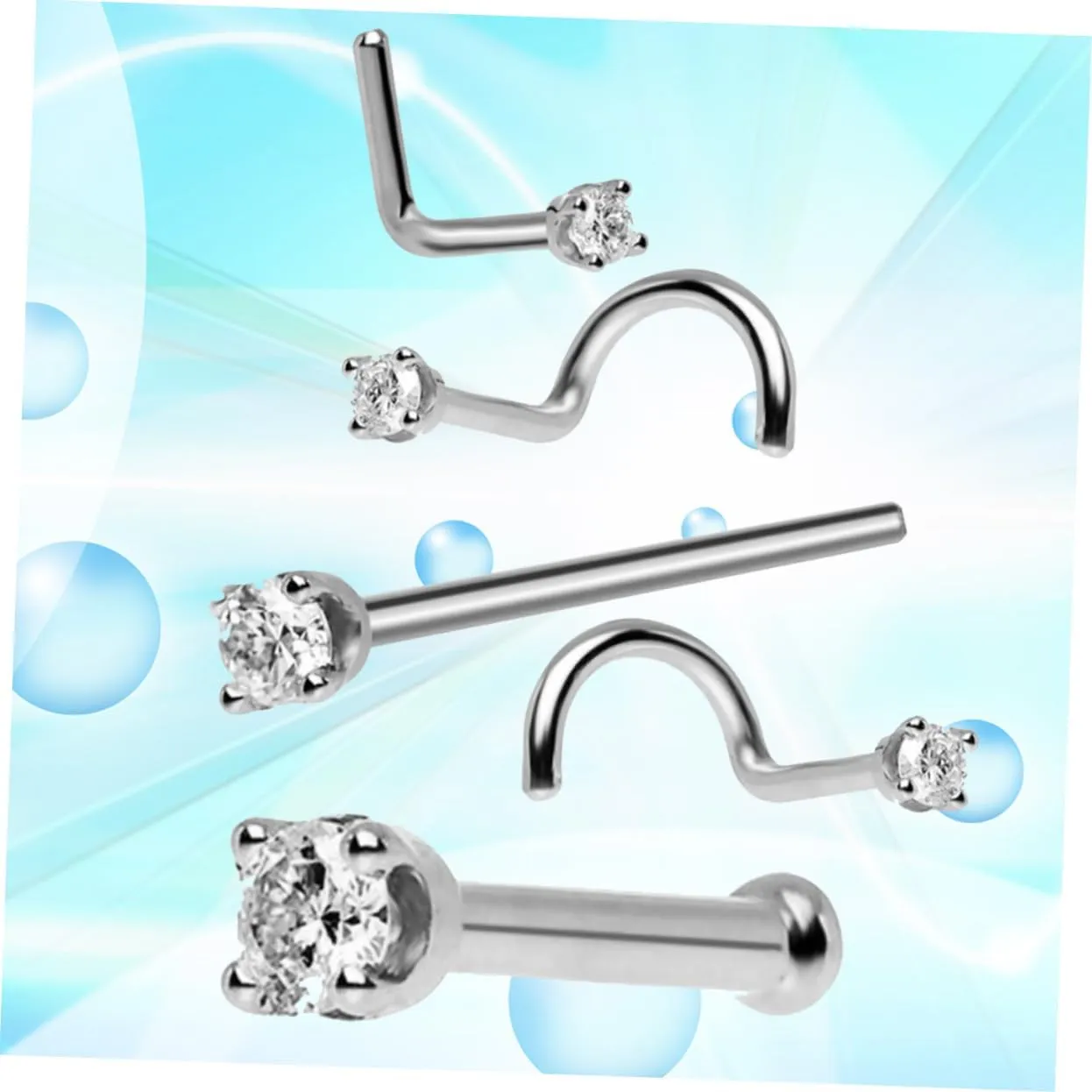 SOIMISS 5pcs Golden Piercing Nose Studs Nose Rings Nose Jewelry Accessories Zircon Piercing Rings