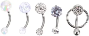 SOIMISS navel ring stud navel piercing bars body jewelry labret earring banana gothic belly stud Belly Piercing Studs optional piercings jewelry belly ring Stainless steel white 10 pcs