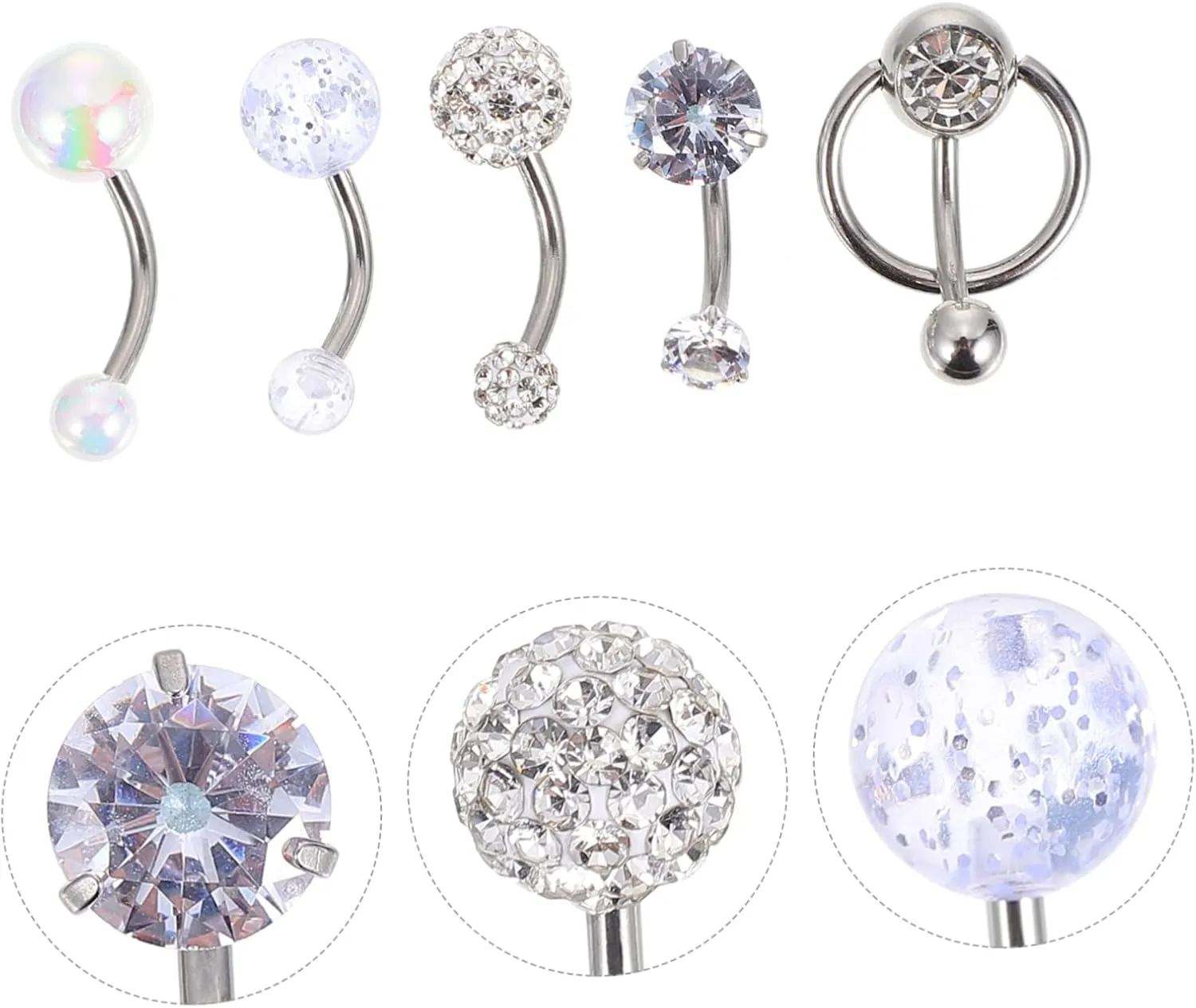 SOIMISS navel ring stud navel piercing bars body jewelry labret earring banana gothic belly stud Belly Piercing Studs optional piercings jewelry belly ring Stainless steel white 10 pcs