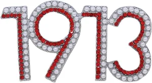 Soror Organization Pearl 1913 DST Brooch Pin for Women Sorority Gift Greek Sorority Brooches for Clothing Bag