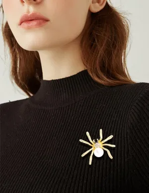 Spider Brooch Pins,Gold Sliver Pearl Insect for Women and Men Witch Jewelry Halloween Pin Accessories Jewelry Fashion