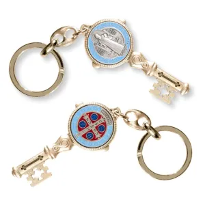 St. Benedict Epoxied Gold Keychain