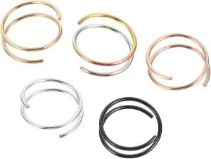 Stainless Steel Double Hoop Nose Ring Spiral Nose Piercing Ring Jewelry Set Accessory
