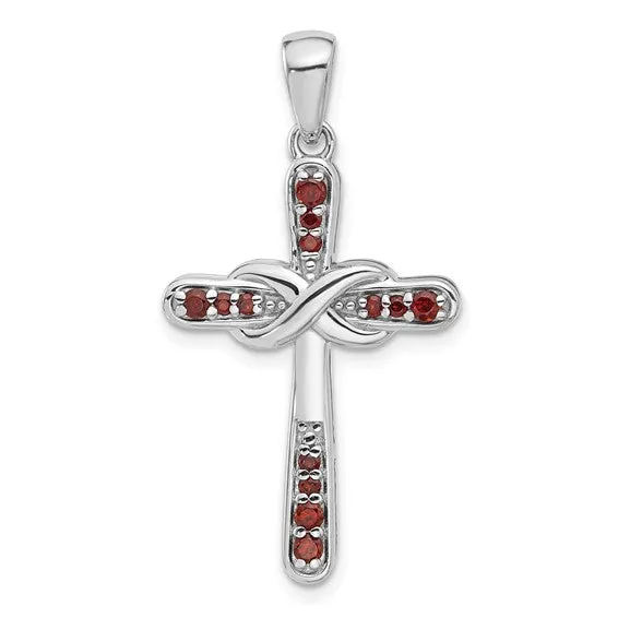 Sterling Silver Gemstone Infinity Cross Pendants