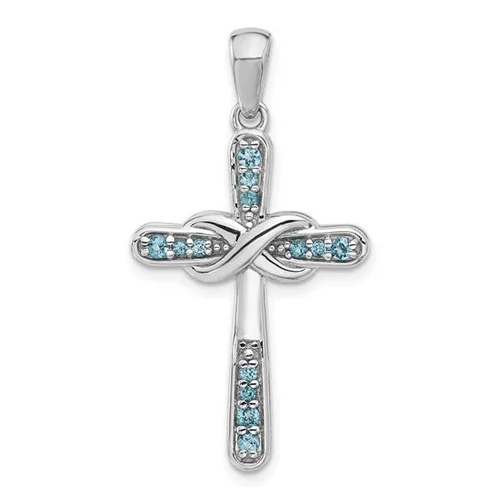 Sterling Silver Gemstone Infinity Cross Pendants