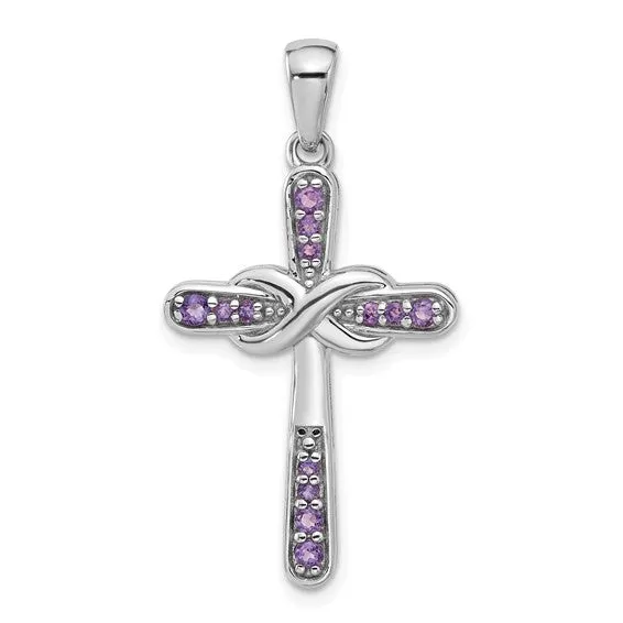 Sterling Silver Gemstone Infinity Cross Pendants